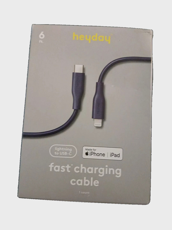 Heyday Fast Charging Cable USB-C -4ft. iPhone - iPad BLACK New in box