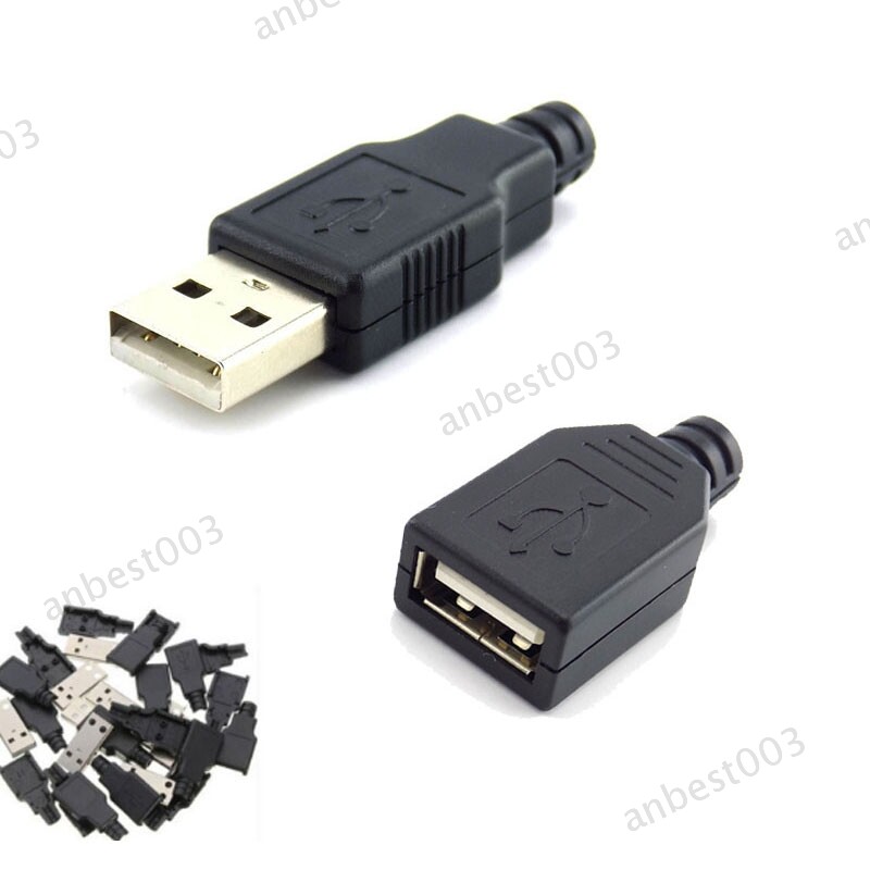 Type A Male USB Female 4 Pin Plug Socket Connector With Plastic Cover DIY gallery