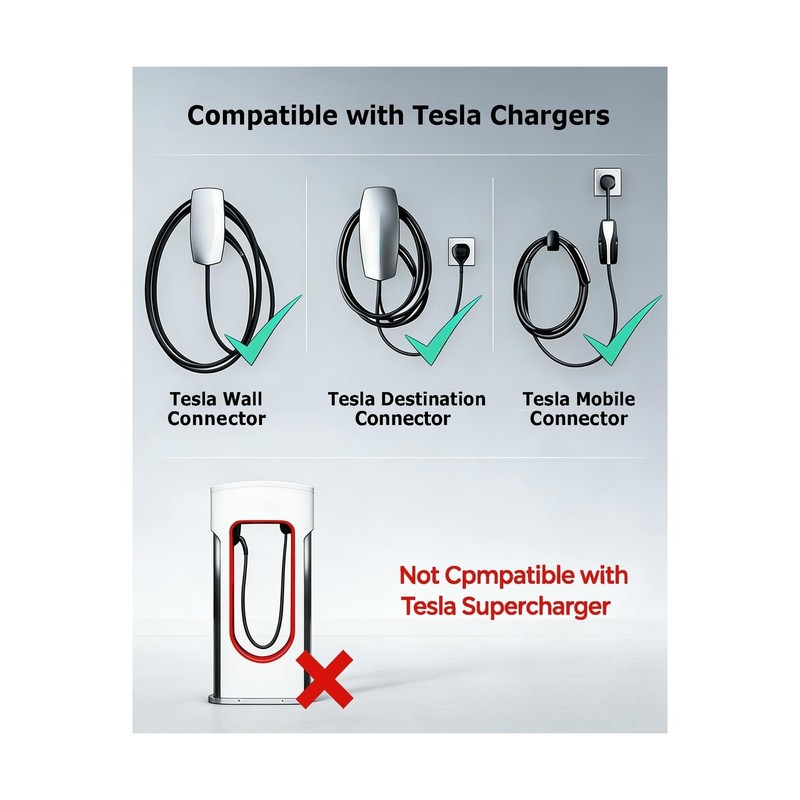 Nacs to J1772 Adapter - Portable - 80A 250V - IP65 - Fit For Tesla gallery
