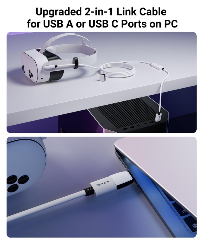 16FT VR Link Cable with Charging for Oculus Quest 3/2, Pico 4, USB 3.0 A to C Ad gallery