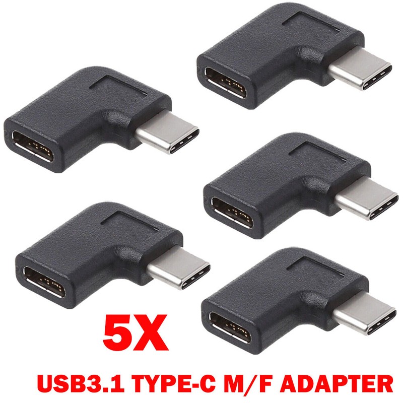 5pc 90 Degree Right Angle USB 3.1 Type C Male To Female USB-C Converter Adapter