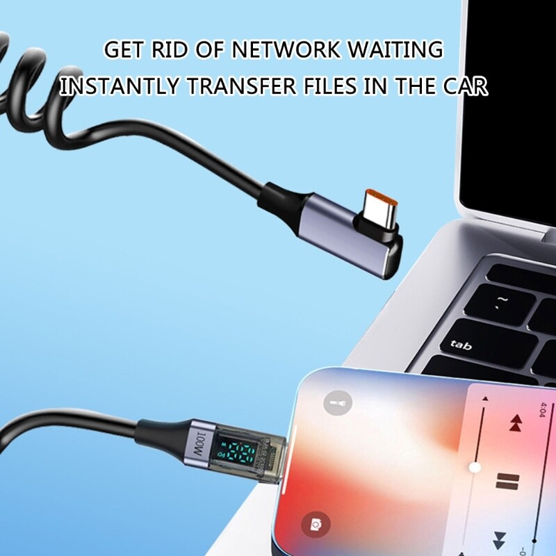 USB C 100W Power Delivery Charging Cord Wire with Digital Display Stretchable gallery