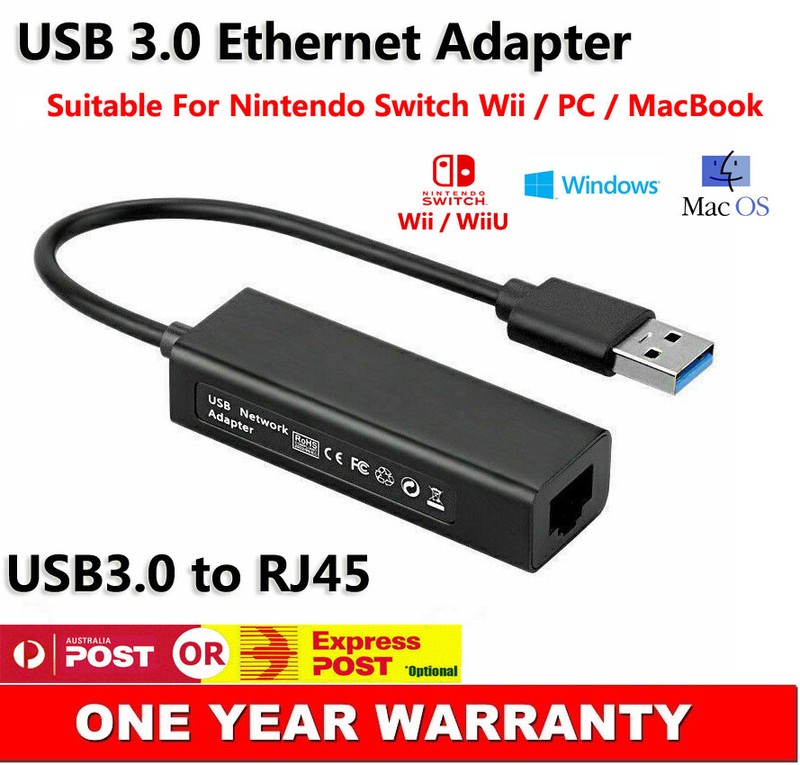 USB to RJ45 Ethernet Network Adapter For Nintendo Game Console Wii /U PC Laptop
