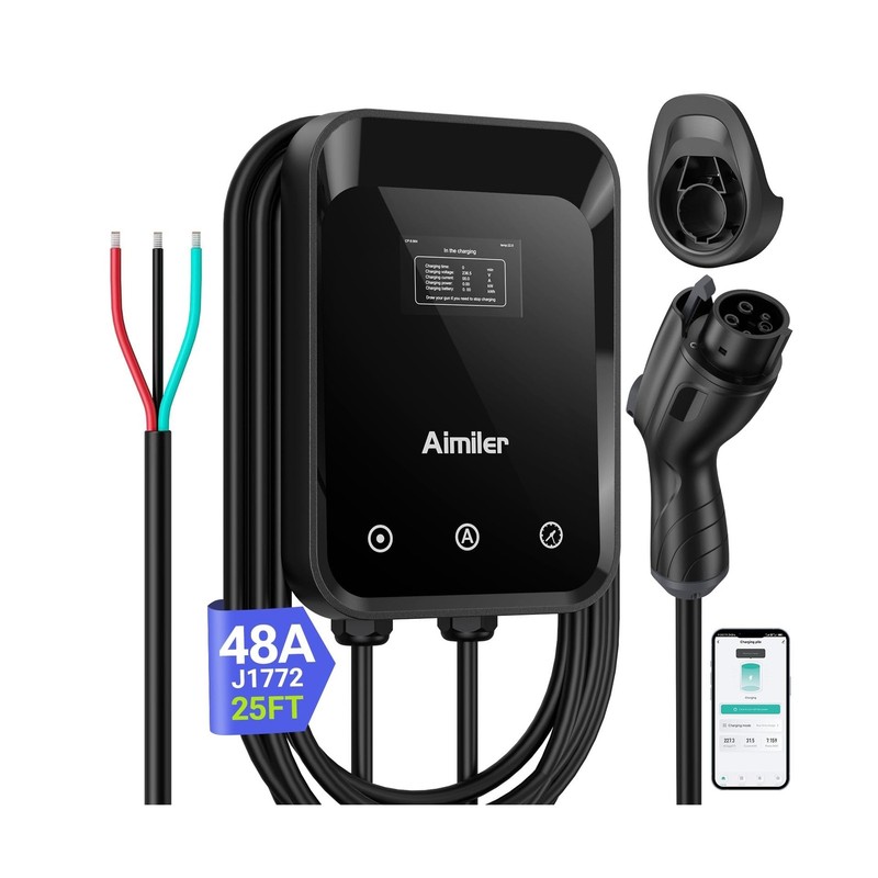 Level 2 Electric Vehicle (EV) Charger(WiFi APP/Plug-Play), 48A, 25ft Cable ET…