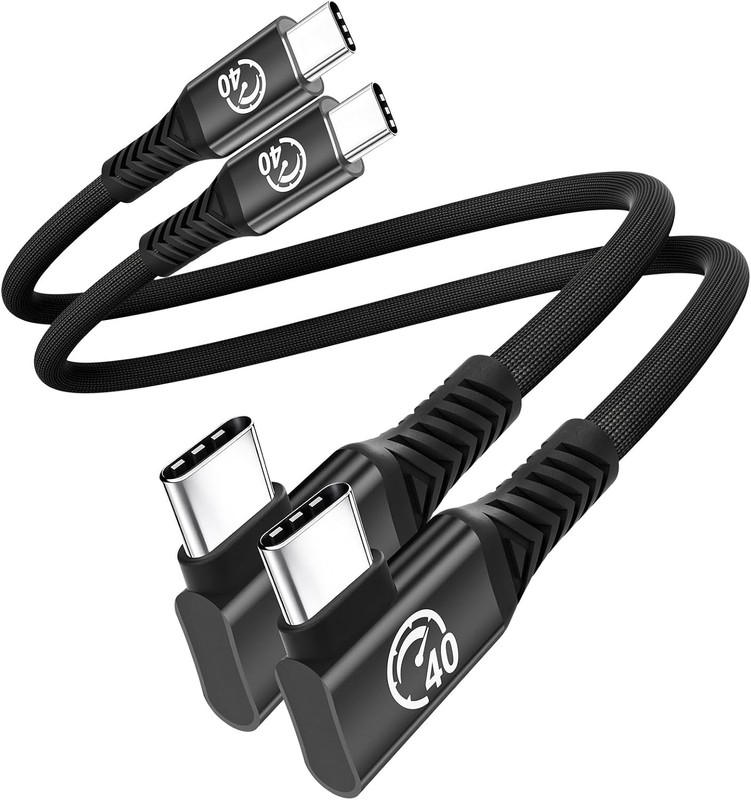 Short Right Angle USB C Cable 1FT 2 Pack, 40Gbps USB C Thunderbolt 4 Cable | 240