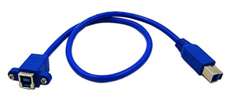 20″ Panel Mount USB 3.0 B Female to USB B Male Extension Cable with Screws(Blue)