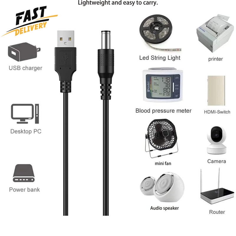USB to DC 5V Power Cable 10 Connector Tips Universal Charger Cord 5FT Router Cam gallery