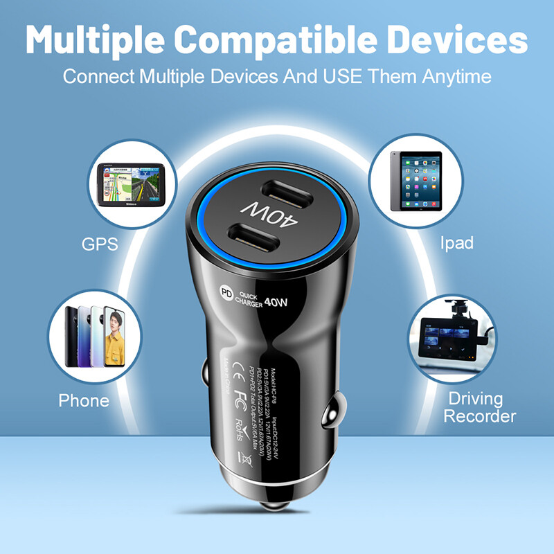 Dual PD 40W Fast Car Charger Adapter & Cable For Samsung A15 A14 A13 A25 A24 5G gallery
