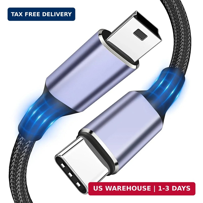 USB C to Mini USB Cable 3FT, [Aluminum Shell, Braided] Durable Mini-B 5-Pin to T