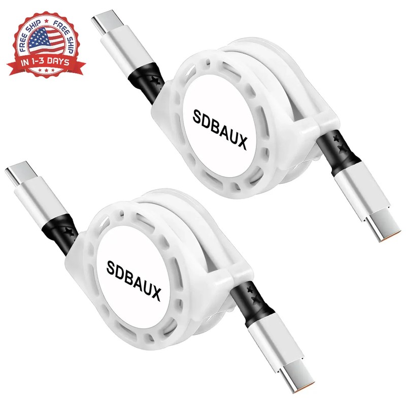 USB C Cable,60W Retractable C to C Fast Charging Cable,Type C Charger Cord for i
