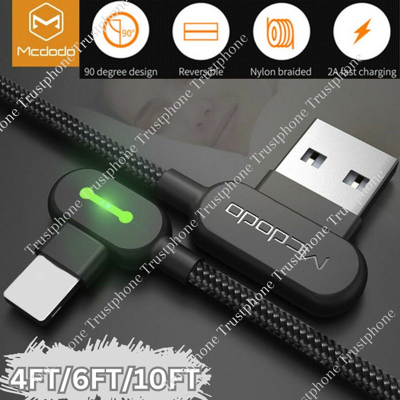 3 Pack Mcdodo 90 Degree Elbow USB Cable Charger Cord 4/6/10FT For iPhone 14 13 X