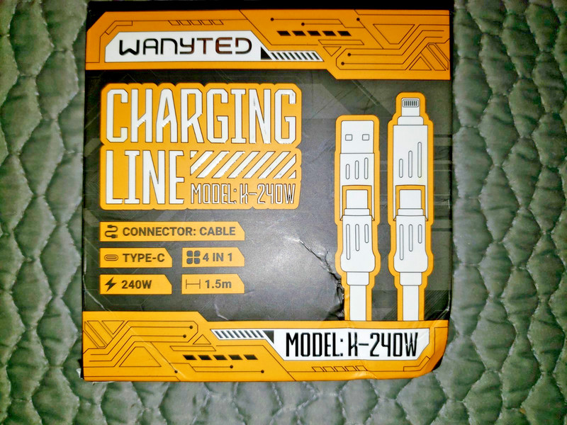 WANYTED 4-in-1 Charging Line Cables 240W Max iPhone USB-A, Type-C Apple
