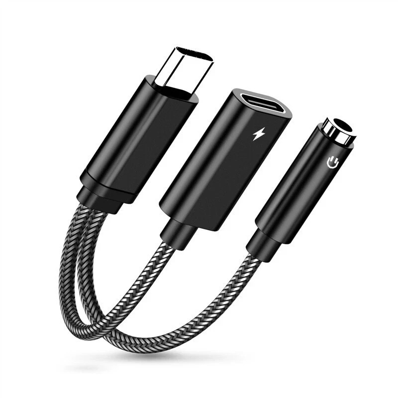 2 IN 1 Audio Charger Splitter Type C Aux Headphone Jack USB C to 3.5mm Adapter gallery