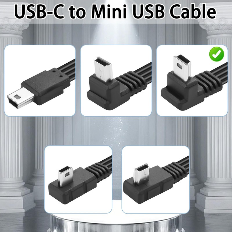 Type C To Mini USB Flat Cable 90 Degree 5Pin Female To Male Adapter 0.65FT gallery