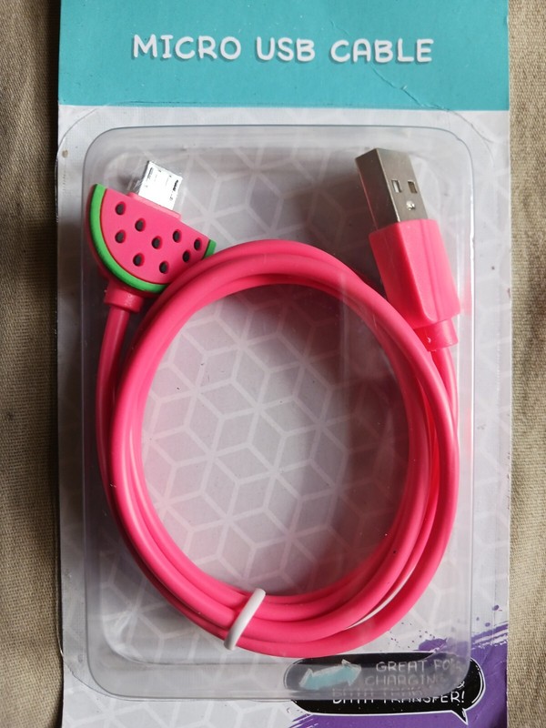 Usb Micro Type,39 in. long Color is Pink and Beautiful Watermelon Design in end