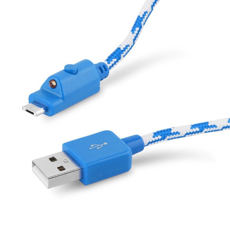 Verizon Braided Blue Micro-USB Charging Data Cable w/LED for Samsung LG Motorola gallery