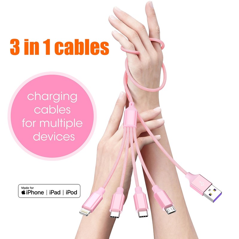 HYXing Multi Charging Cable 4ft 2Pack, Doub Tyep-C 4 in 1 Rose-4ft-2Pack gallery
