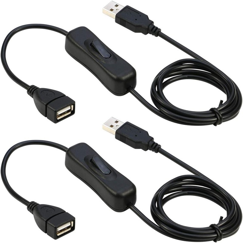 2 Pack 3Ft USB Power Switch Cable USB Male-Female Adapter with On/Off Switch