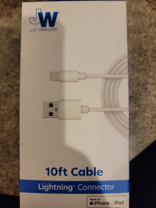 Just Wireless 10ft 8 Pin Apple Charging Cable