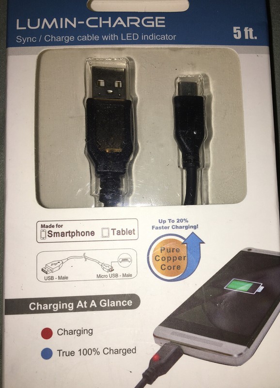 *NEW Rosewill Lumin-Charge 5-Feet Charge/Sync USB to Micro-USB Pure Copper Cable