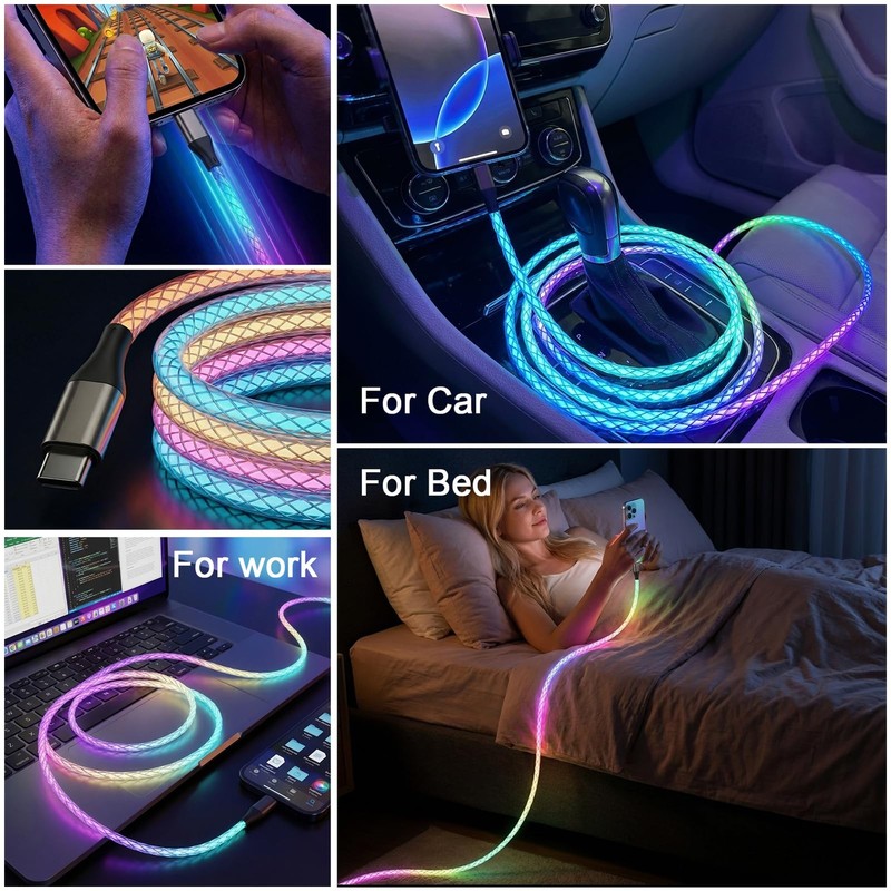USB to USB Cable Light up to Cable Fast Charging USBC to USBC Cable 60W Braid... gallery