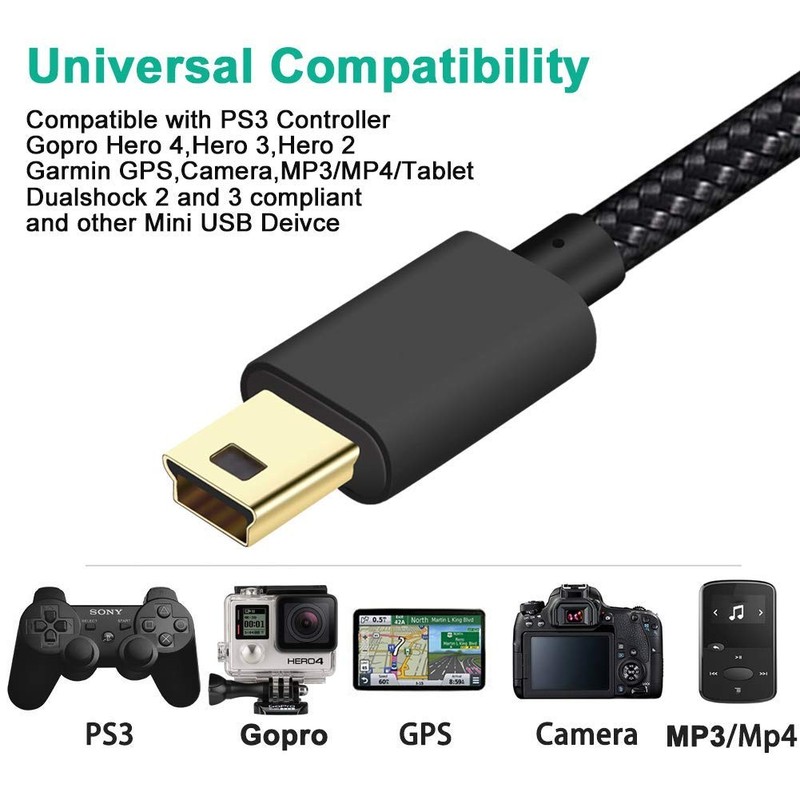 3Ft USB Type A Male to Mini B Cable Data Charging Cord for MP3 Dash Cam PS3 gallery