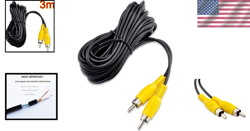 Braided 3M RCA Audio/Video Cable - Male to Male with Yellow Boot for Easy Setup gallery