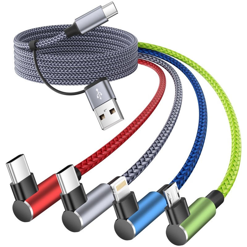 USB A/C to C Right Angle Cable, 90 Degree 1Pack5FT, Green_Blue_Grey_Red gallery