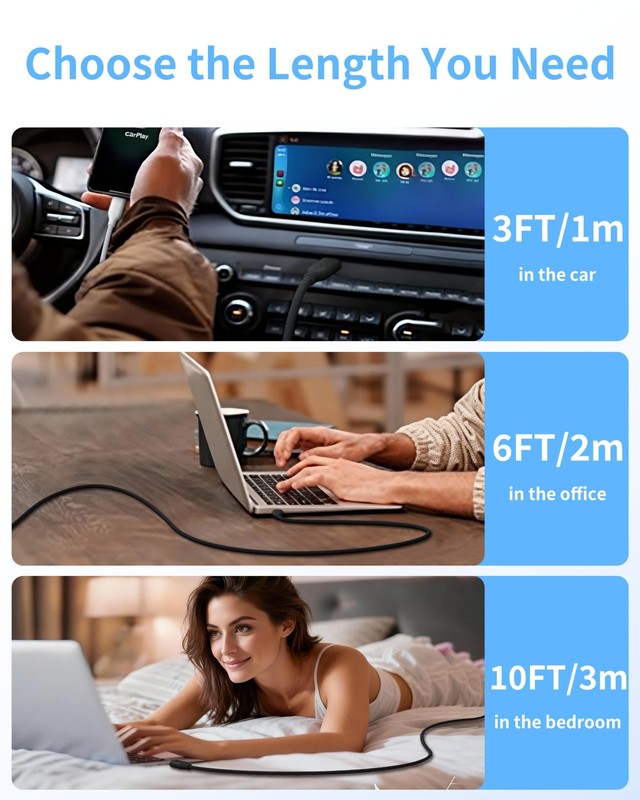 USB C to USB C Cable, 10ft, 100W PD 5A Fast Charging Cord, Nylon Braided Type... gallery