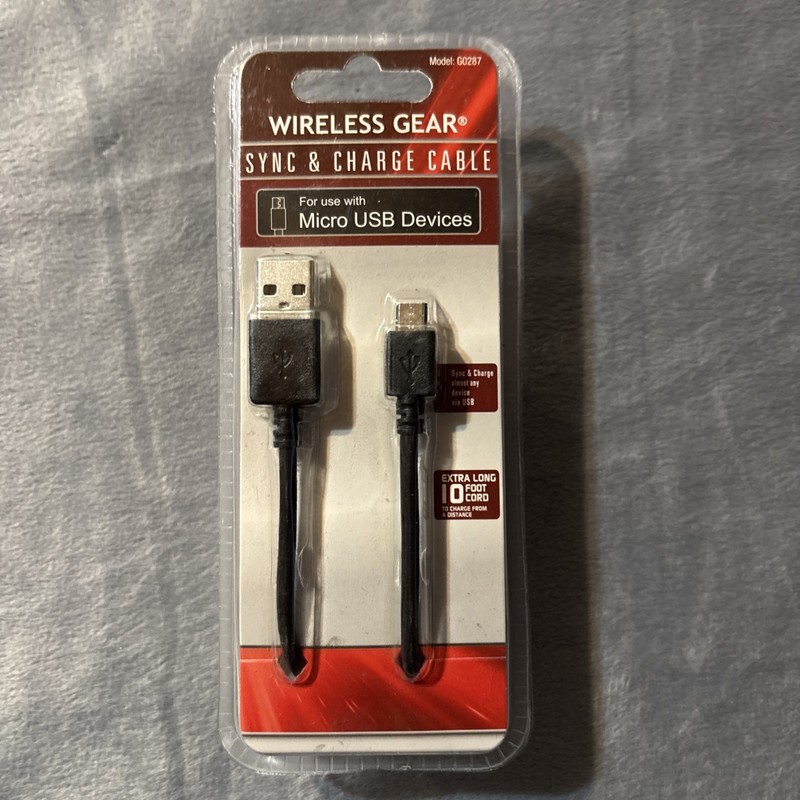 Wireless Gear Sync & Charge Cable Extra Long 10 Foot Cord