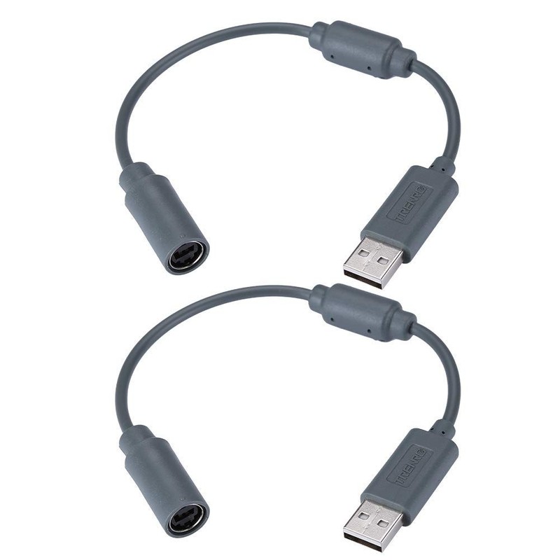 2pcs Wired Controller USB Breakaway Cable for Microsoft Xbox 360, Dongle Adap...