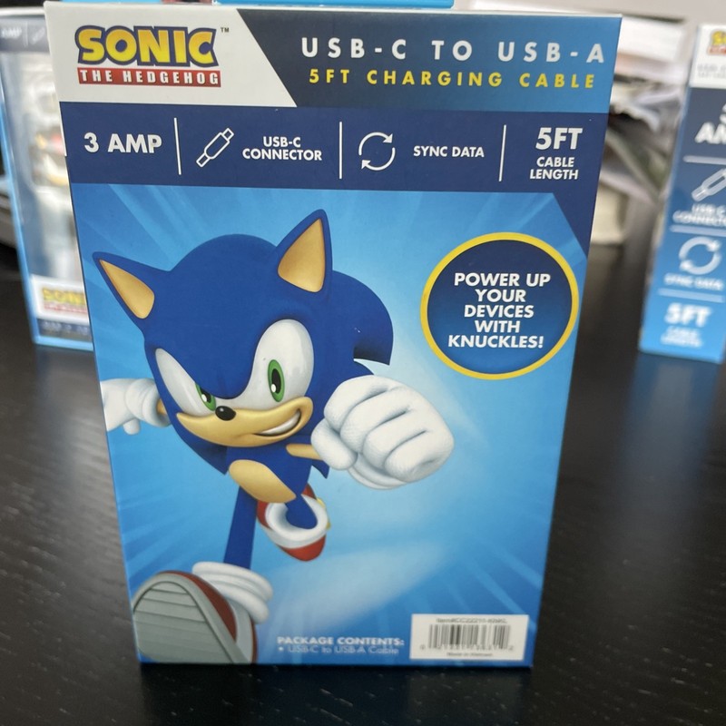NEW Sonic The Hedgehog KNUCKLES USB-A to USB-C 5ft Charging Cable gallery