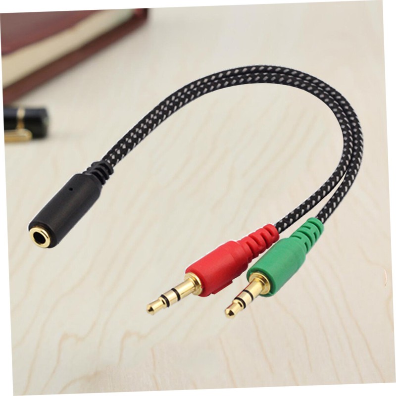 Female to 2 Male Headset Splitter Cable Computer Headphones Microphone Adapter gallery