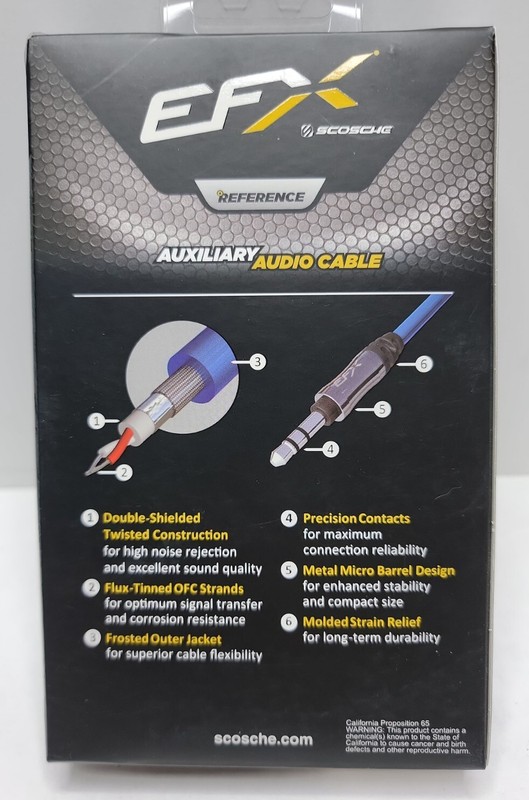 Scosche R-Series 3.5mm Auxiliary Audio Cable With Straight Tips. EFXAUXR6 gallery