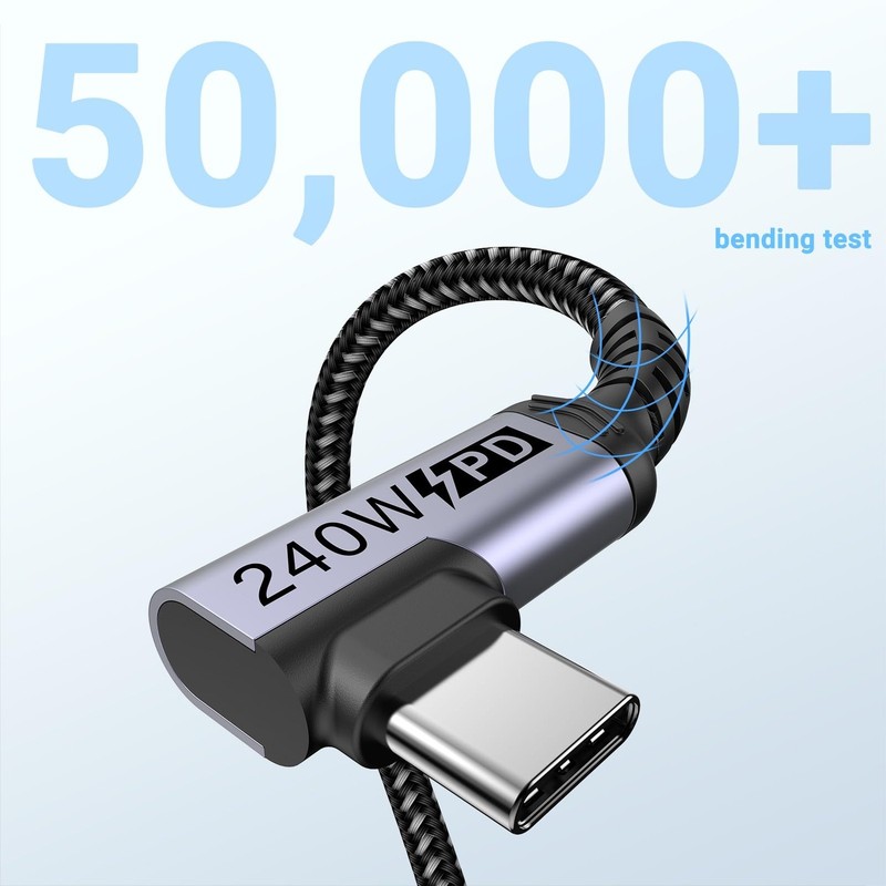 Long USB C to USB C Cable 6.6FT 2 Packs, 240W USB 4 Right Angle gallery