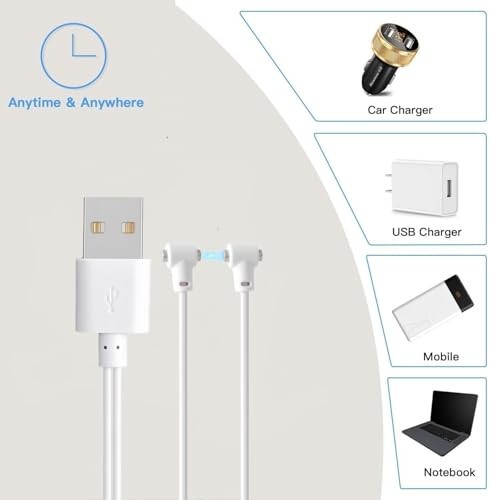 Universal Magnetic Charging Cable for Massagers - 80cm USB-A Charger, 2-Pack, Co gallery