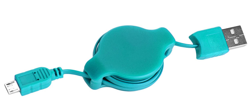 3.2' Micro USB Retractable Charge & Sync Cable, Lime Green & Robin egg blue gallery