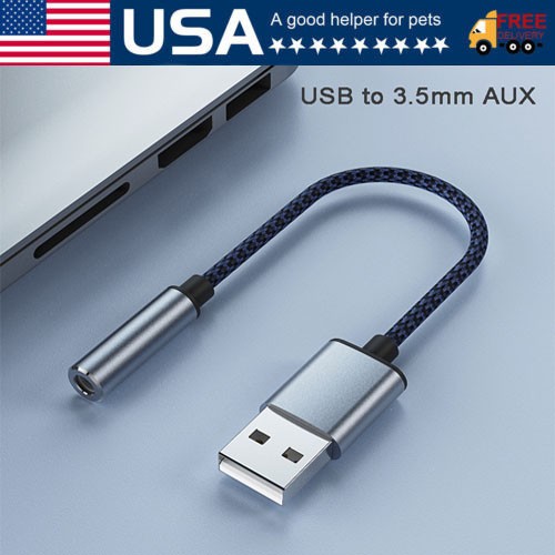 New USB Type A To 3.5mm AUX Female Audio Headphone Jack Cable Adapter