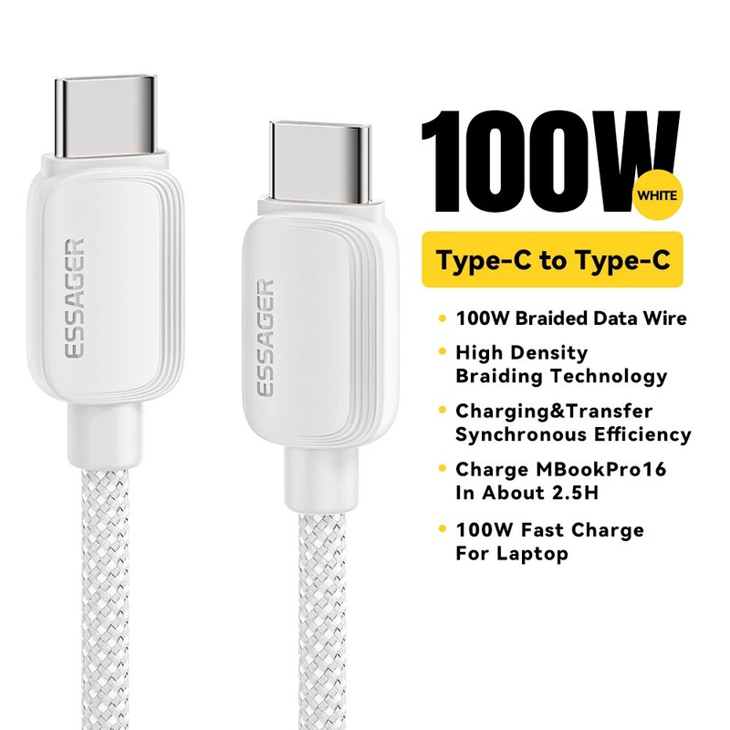 100W USB-C to USB-C Cable MacBook Samsung Xiaomi Huawei 5A PD Fast Charge 3M gallery