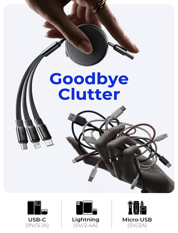 Multi Charging Cable, 3 in 1 Retractable Charging Cable, Retractable Car Charger gallery