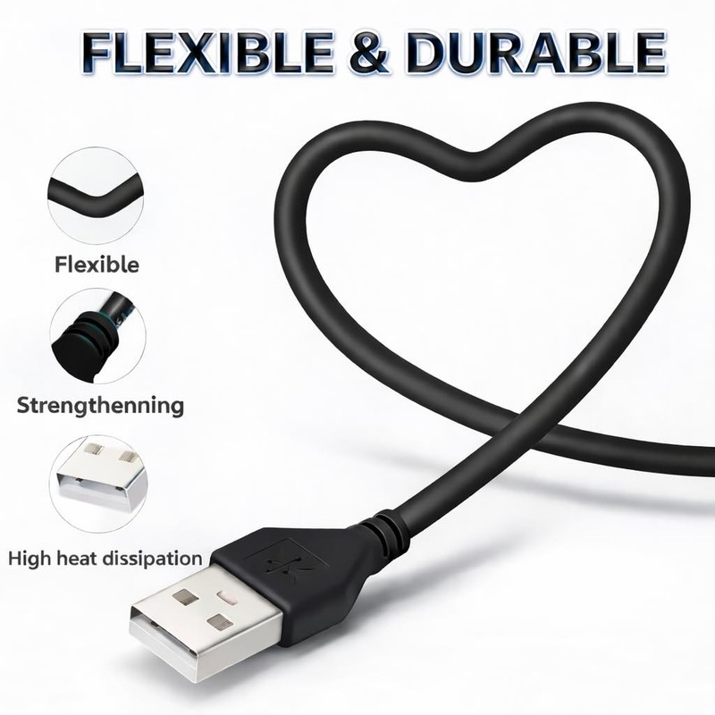 2 PCS 1.64ft Black USB Pigtail Power Cable Wire 24AWG 2A 5V Bare Open End gallery