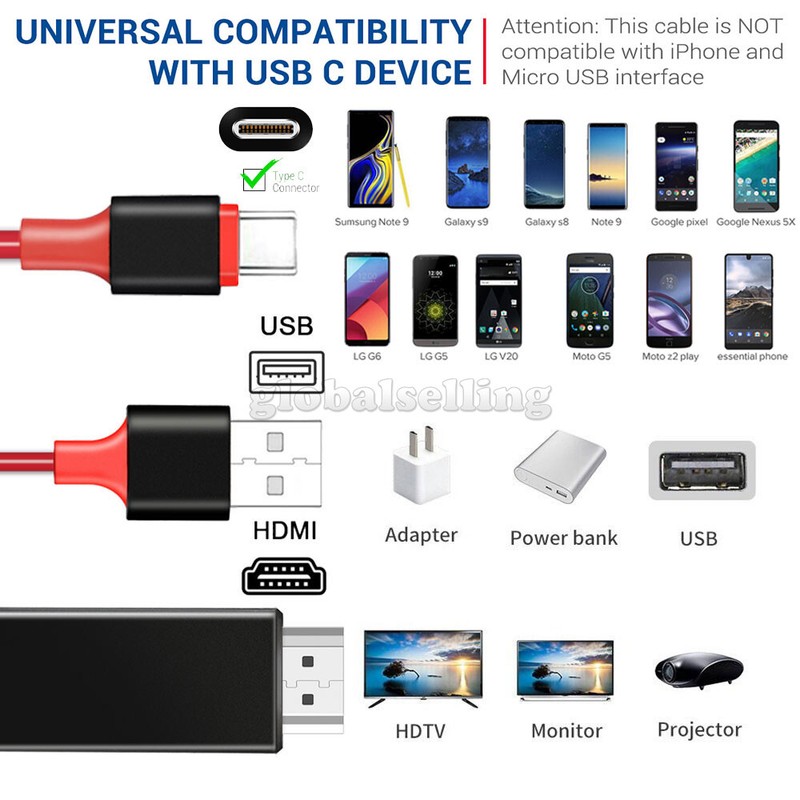 For Samsung Note20 Ultra Note10 Note9 8 USB Type-C to HDMI Mirror Cable Adapter gallery