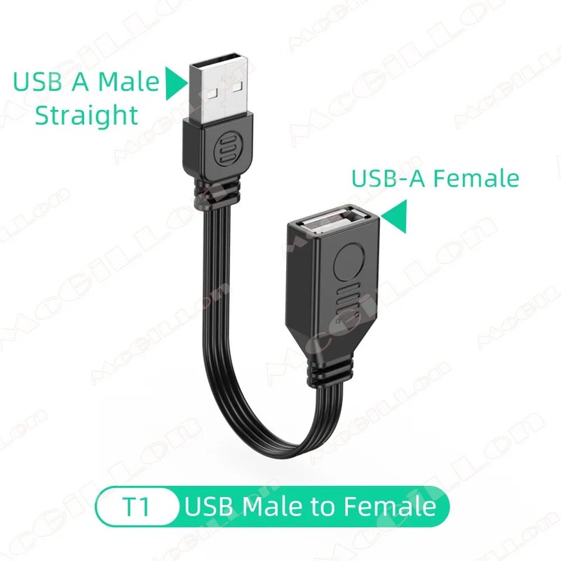 Super Flat Flexible USB2.0 Male to Female 90 Angled Extension Adaptor Cable USB