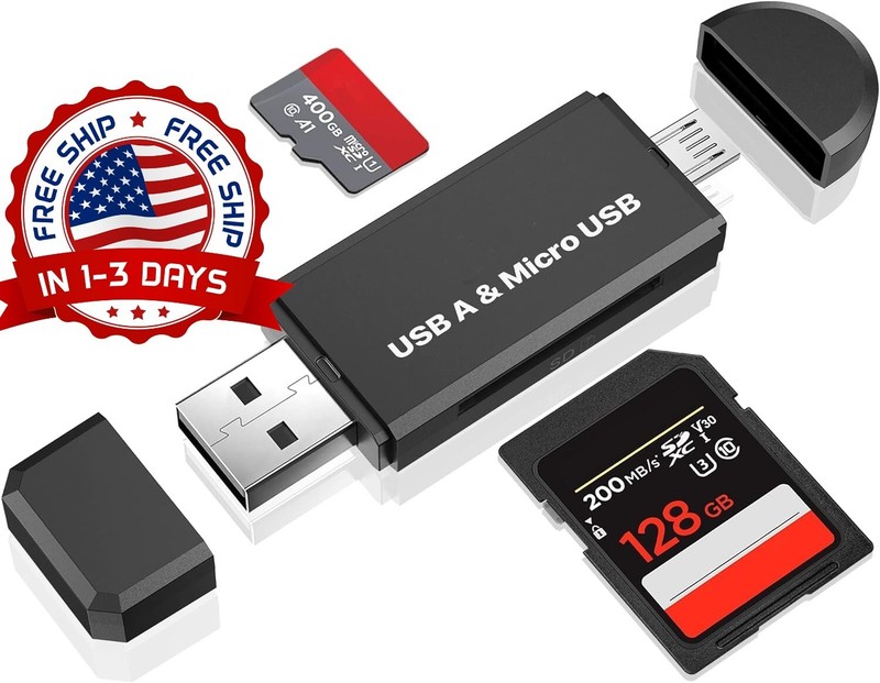 Adaptador Micro USB OTG a USB Lector de tarjetas SD Micro SD Acelerómetro US NEW