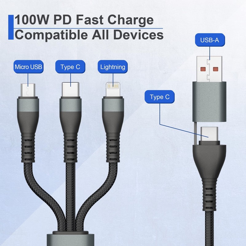 100W USB C to Multi Fast Charging Cable 10 feet A C Universal Power Wire gallery