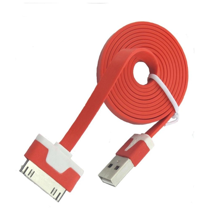 iPhone 4 Flat USB Colour Cable Charger Red BUY 1 GET 1 FREE!