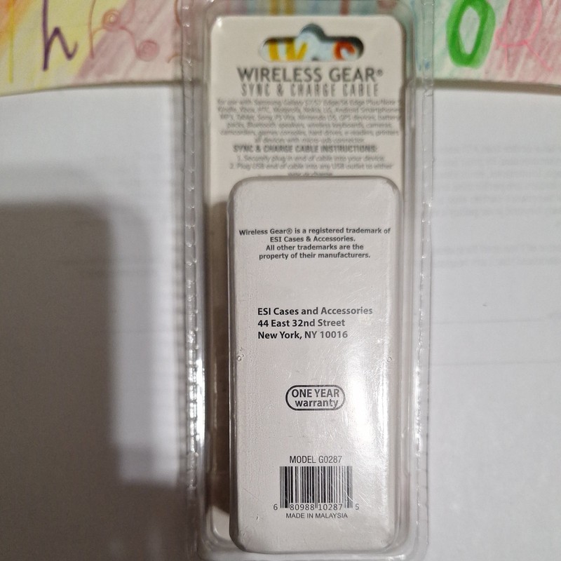 Wireless Gear Micro USB Sync & Charge Cable 10ft Black G0287 Brand New Sealed gallery