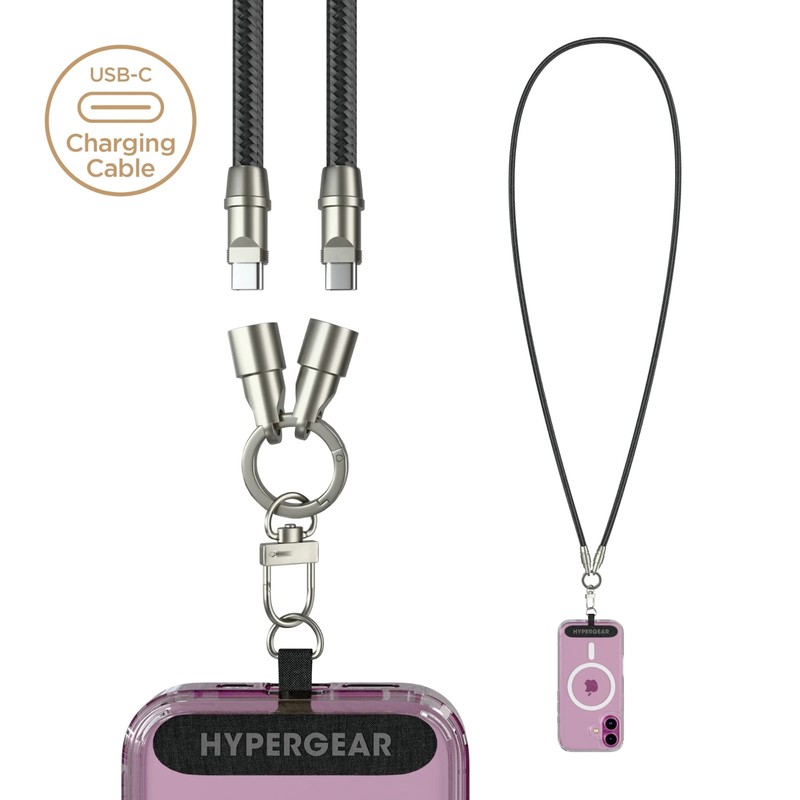 Hypergear Universal 4 Ft. Crossbody Phone Strap 2-in-1 USB-C to USB-C Cable