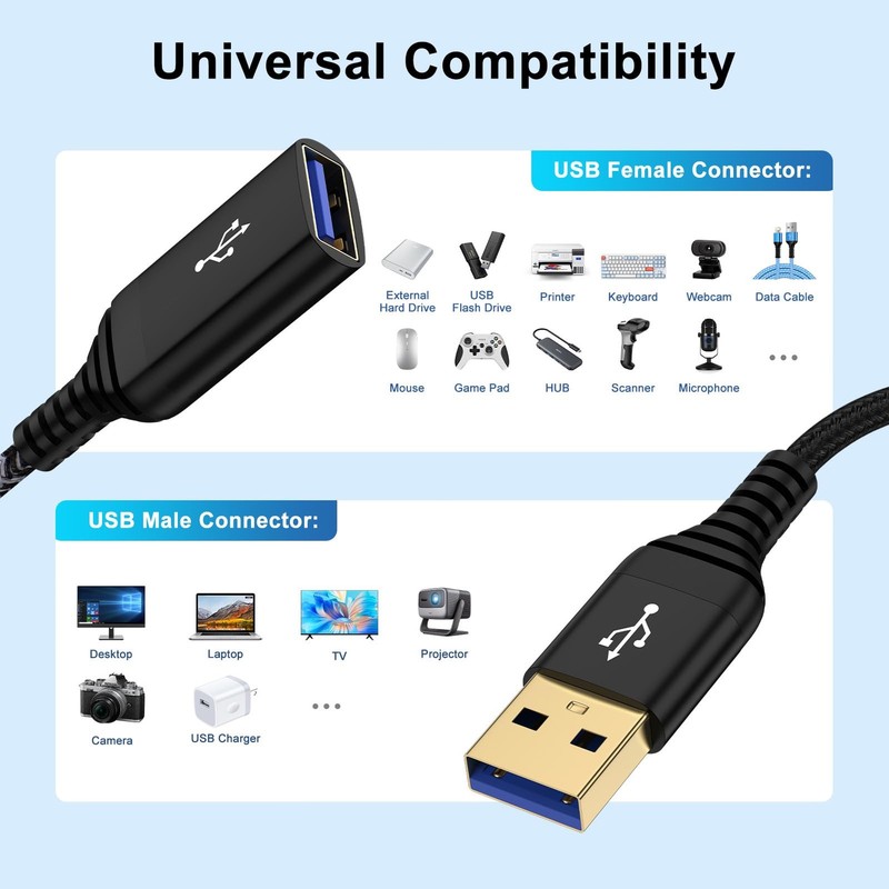 10FT USB 3.0 Type A Male to Female Extension Cord for Keyboard Mouse Flash Drive gallery