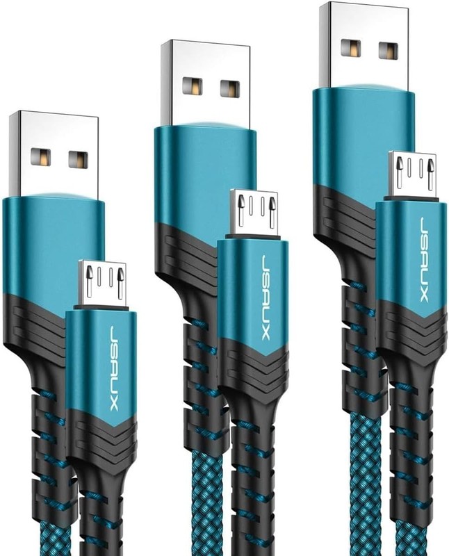 JSAUX Micro‑USB Cable 3‑Pack – Blue Braided (3.3ft + 6.6ft + 10ft) gallery